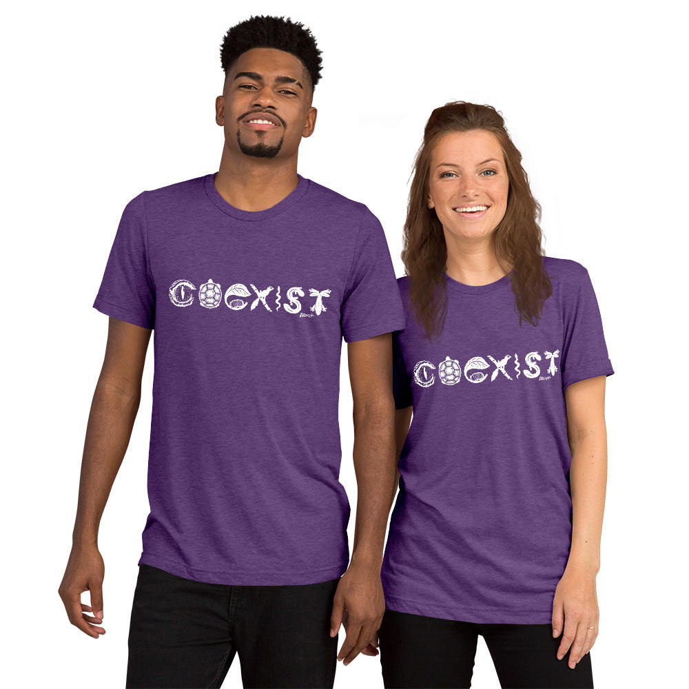 COEXIST Tri-Blend Unisex T-shirt with White Text