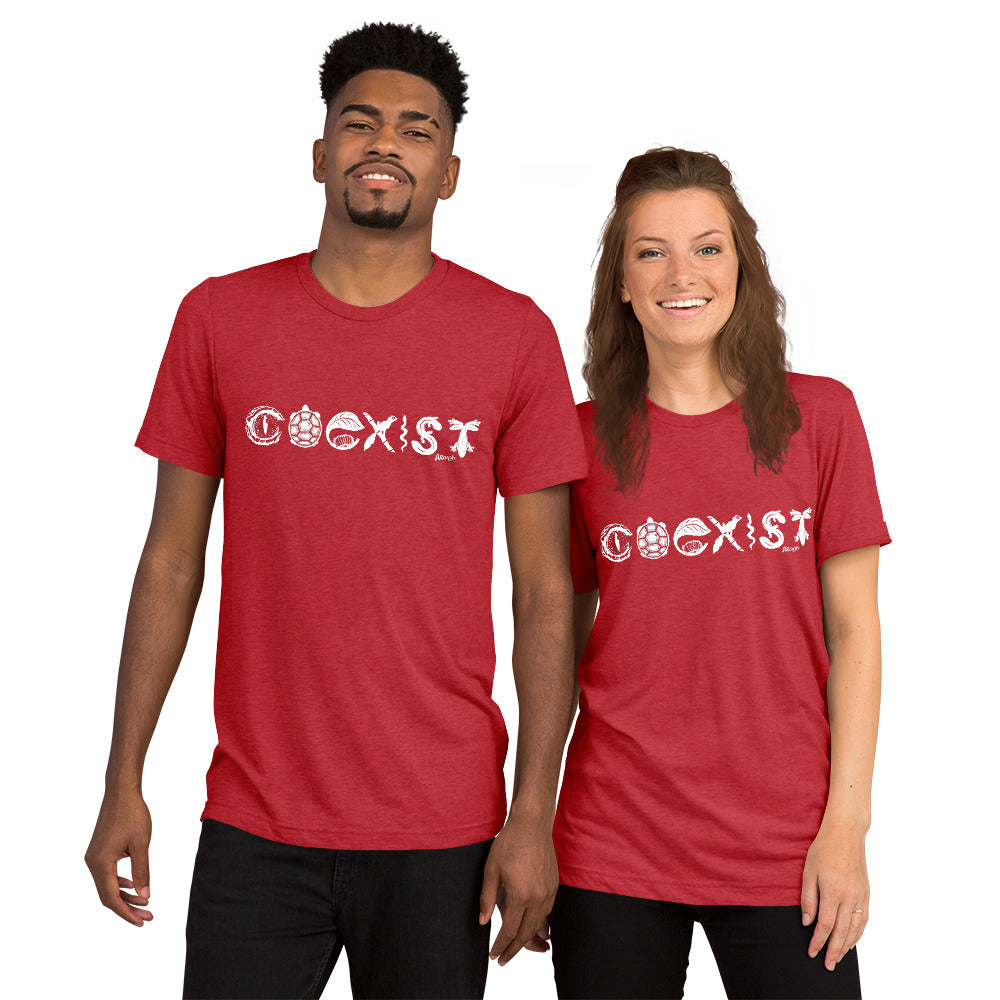 COEXIST Tri-Blend Unisex T-shirt with White Text