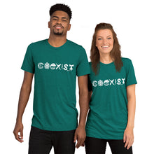 Load image into Gallery viewer, Unisex COEXIST Short Sleeve T-shirt (White text)
