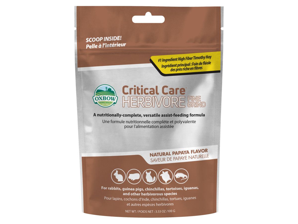 Oxbow Animal Health Critical Care Herbivore Fine Grind Feeding Formula 100g, Papaya, 1ea/3.53 oz