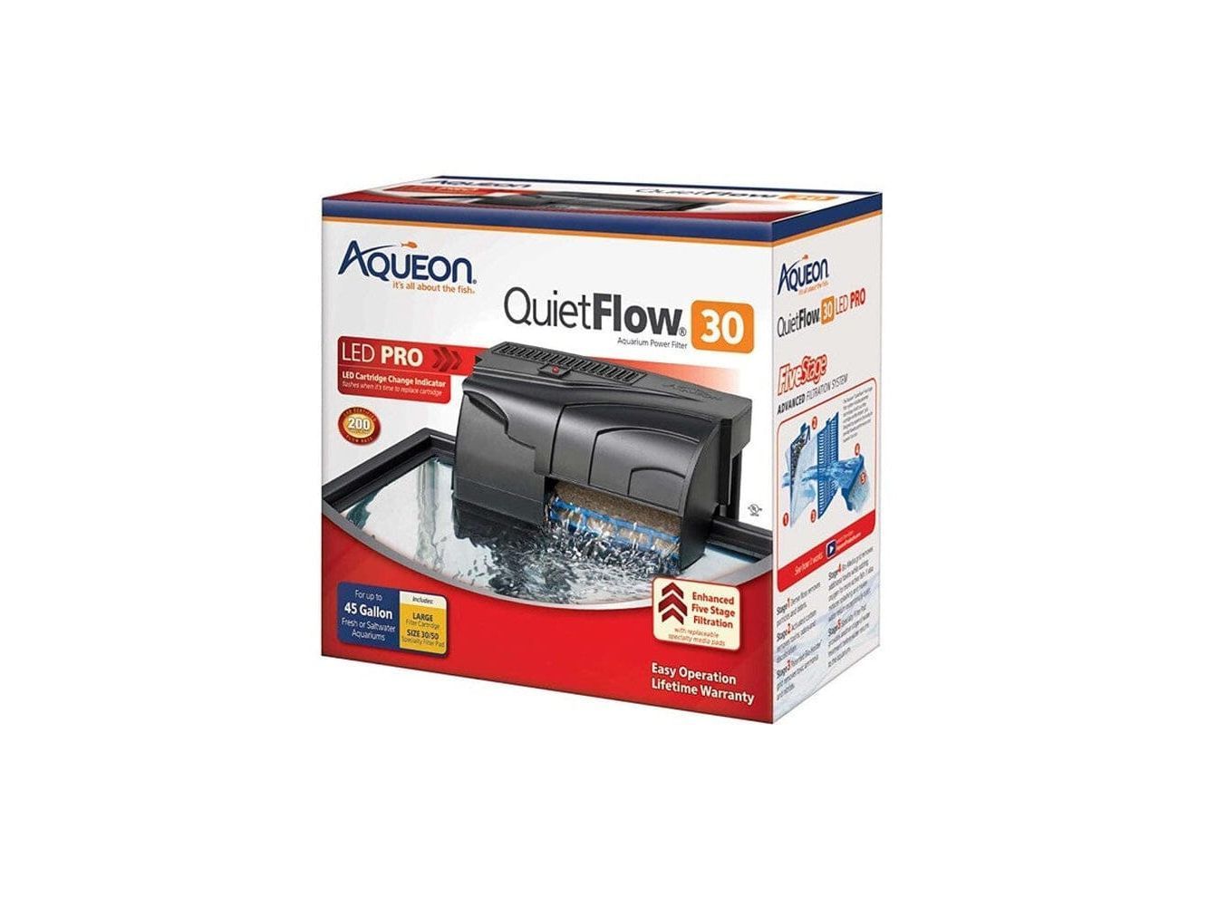 Aqueon QuietFlow LED PRO Aquarium Power Filter Size 30 Filter & Accessories Aqueon