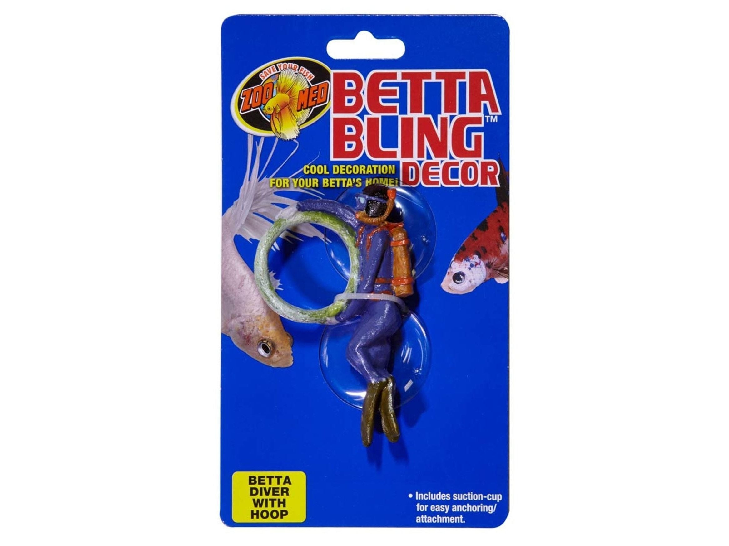 Zoo Med Betta Bling Diver Aquarium Ornament with Hoop Multi-Color, 1ea Aquatic Decor Zoo Med Aquatic