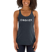 Load image into Gallery viewer, Women&#39;s Racerback COEXIST Tank with White Text
