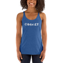 Load image into Gallery viewer, Women&#39;s Racerback COEXIST Tank with White Text

