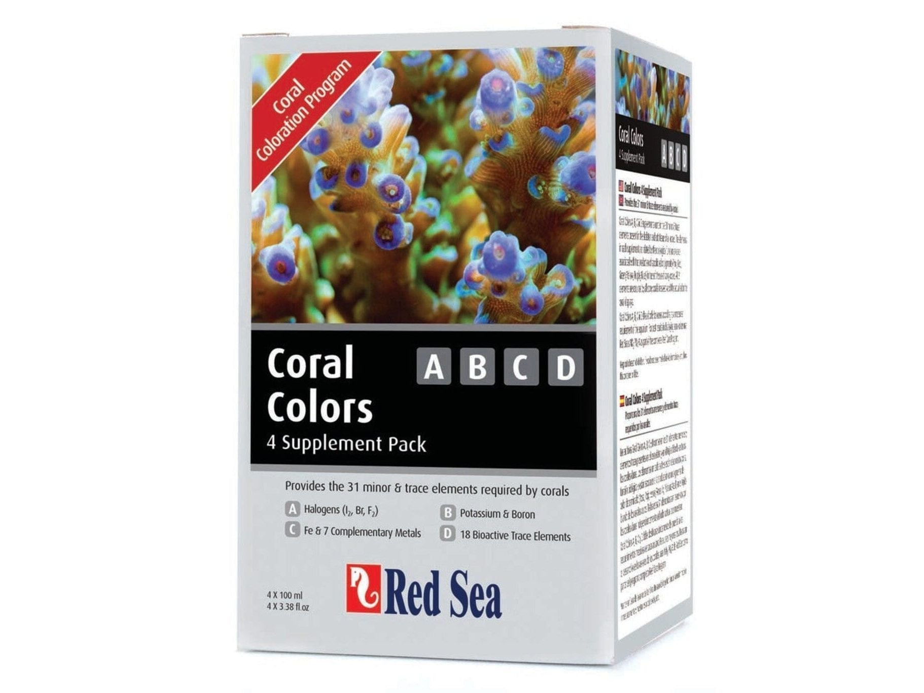 Red Sea Coral Colors ABCD 4 Supplement Pack 1ea Aquarium Additives Red Sea